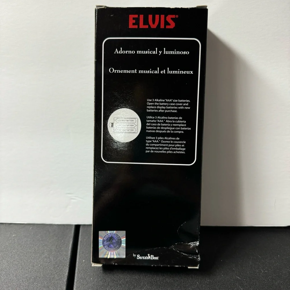 Elvis guitar‎ ornament playing Viva Las Vegas. New in box